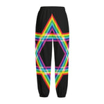 Rainbow Star of David Print Fleece Lined Knit Pants