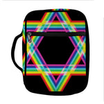 Rainbow Star of David Print Front Pocket Bible Bag