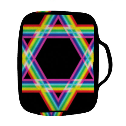 Rainbow Star of David Print Front Pocket Bible Bag