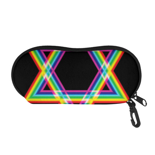 Rainbow Star of David Print Glasses Case