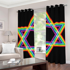 Rainbow Star of David Print Grommet Curtains