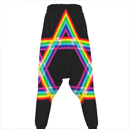 Rainbow Star of David Print Hammer Pants