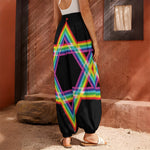 Rainbow Star of David Print Harem Pants