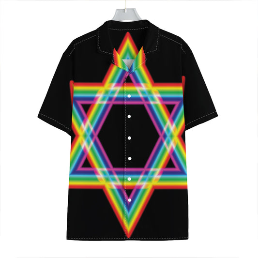 Rainbow Star of David Print Hawaiian Shirt