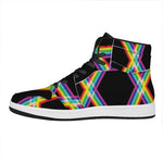Rainbow Star of David Print High Top Leather Sneakers