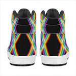 Rainbow Star of David Print High Top Leather Sneakers