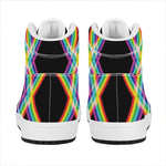 Rainbow Star of David Print High Top Leather Sneakers