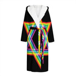 Rainbow Star of David Print Hooded Bathrobe