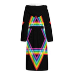 Rainbow Star of David Print Hooded Bathrobe
