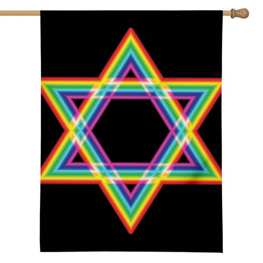 Rainbow Star of David Print House Flag