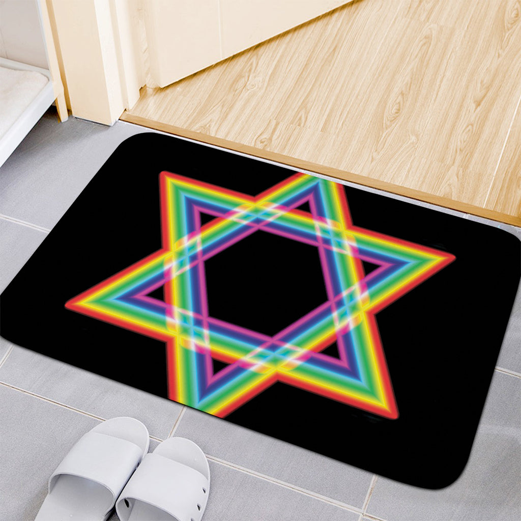 Rainbow Star of David Print Indoor Door Mat