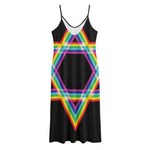 Rainbow Star of David Print Jersey Midi Cami Dress