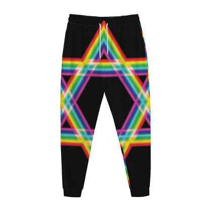 Rainbow Star of David Print Jogger Pants