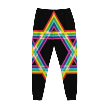 Rainbow Star of David Print Jogger Pants