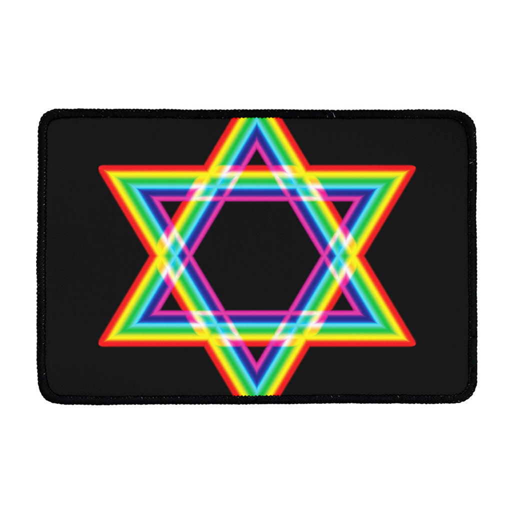 Rainbow Star of David Print Kitchen Mat