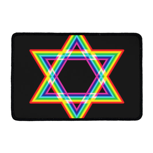 Rainbow Star of David Print Kitchen Mat