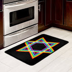 Rainbow Star of David Print Kitchen Mat