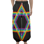 Rainbow Star of David Print Lantern Pants