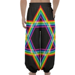 Rainbow Star of David Print Lantern Pants