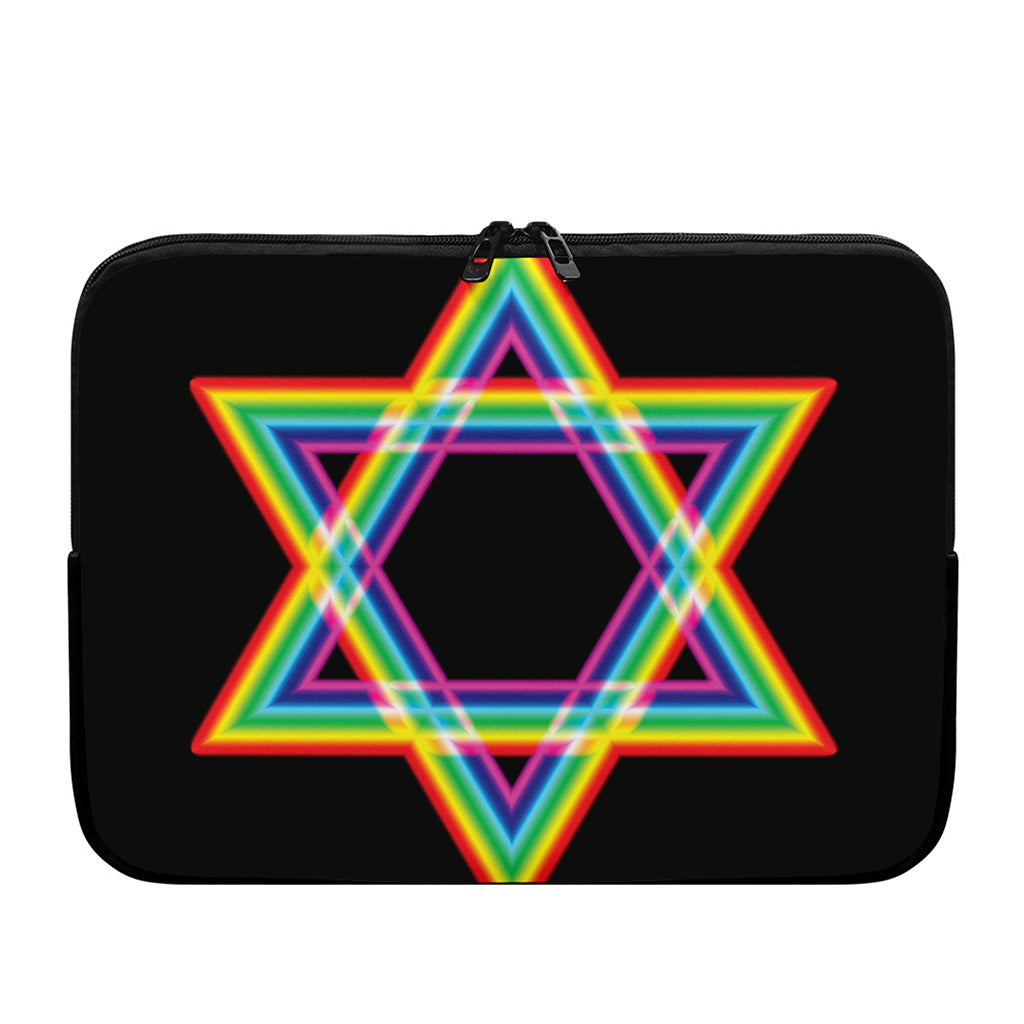Rainbow Star of David Print Laptop Sleeve