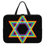 Rainbow Star of David Print Laptop Sleeve With Handle
