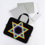 Rainbow Star of David Print Laptop Sleeve With Handle