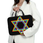 Rainbow Star of David Print Laptop Sleeve With Handle