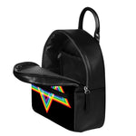 Rainbow Star of David Print Leather Backpack