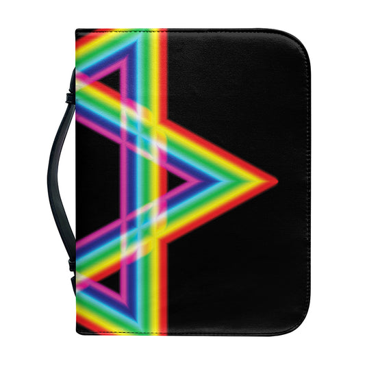 Rainbow Star of David Print Leather Bible Cover