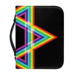 Rainbow Star of David Print Leather Bible Cover