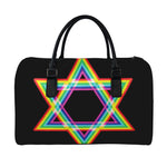 Rainbow Star of David Print Leather Duffle Bag