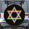 Rainbow Star of David Print Leather Spare Tire Cover