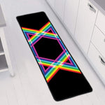 Rainbow Star of David Print Long Kitchen Mat
