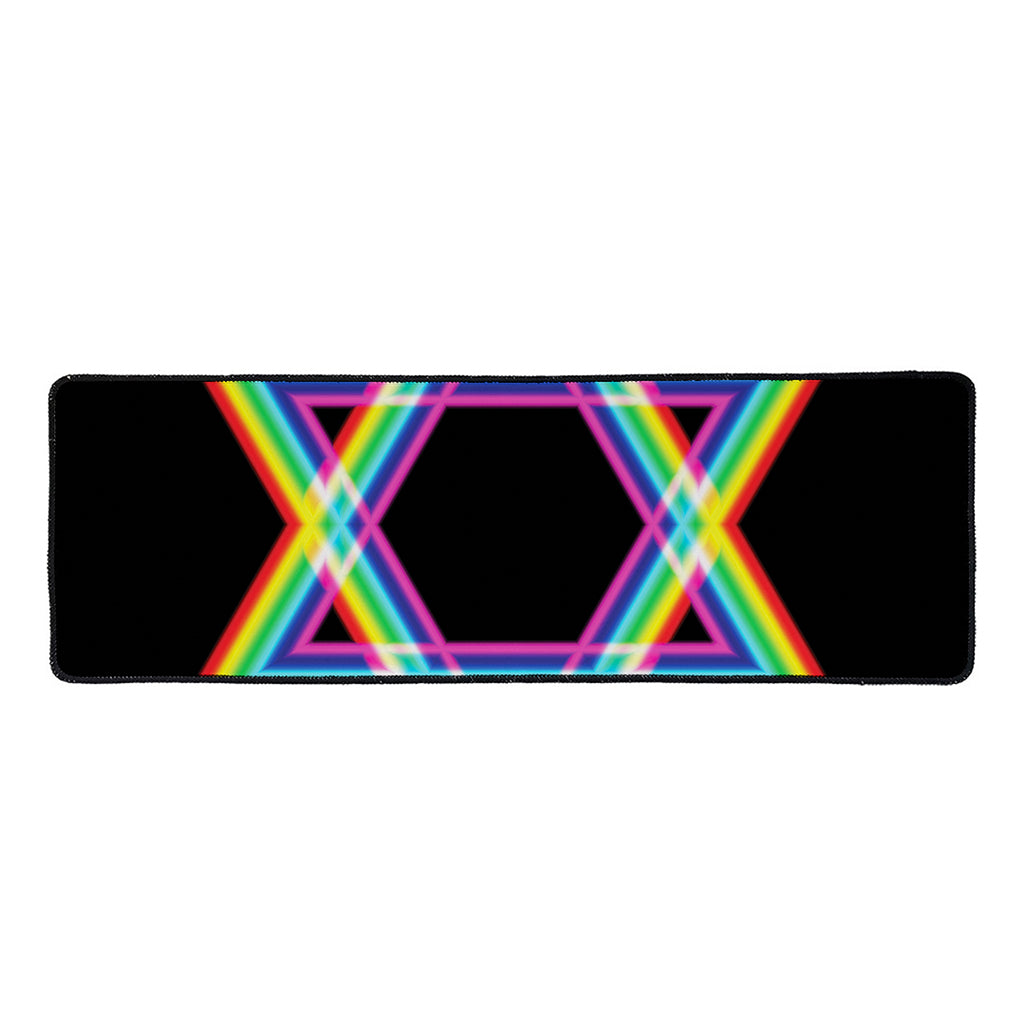 Rainbow Star of David Print Long Kitchen Mat