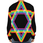 Rainbow Star of David Print Long Sleeve Baseball Jersey