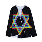 Rainbow Star of David Print Long Sleeve Short Coat