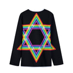 Rainbow Star of David Print Long Sleeve Short Coat