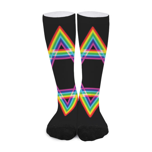 Rainbow Star of David Print Long Socks