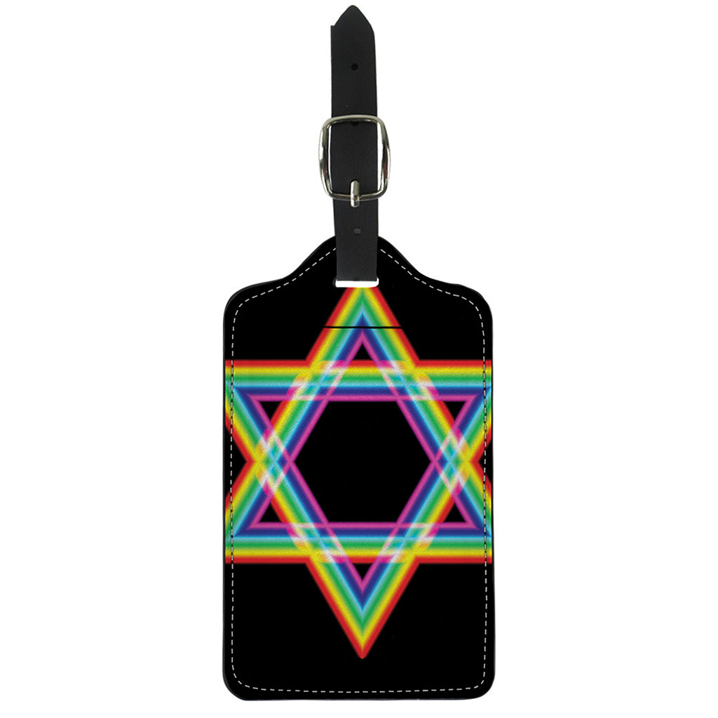 Rainbow Star of David Print Luggage Tag