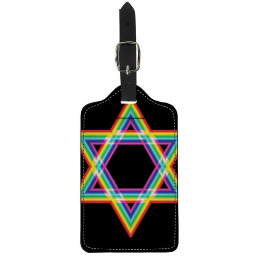 Rainbow Star of David Print Luggage Tag