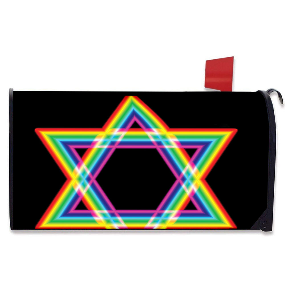 Rainbow Star of David Print Mailbox Cover