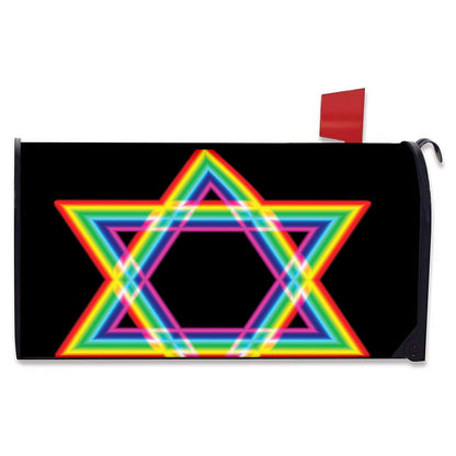 Rainbow Star of David Print Mailbox Cover