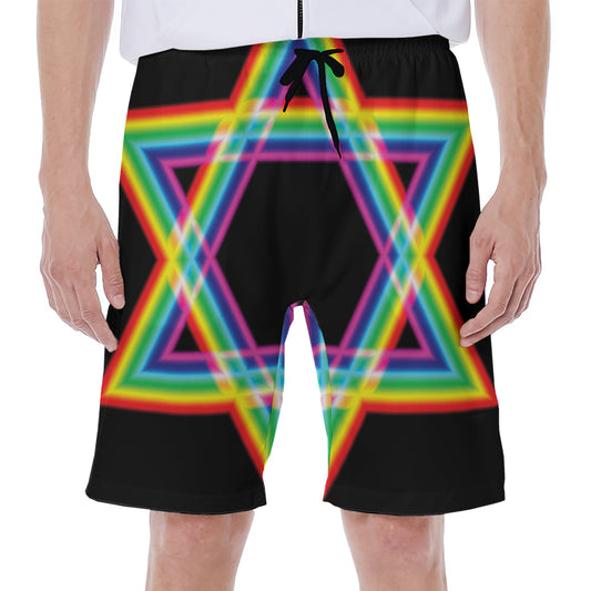 Rainbow Star of David Print Men's Beach Shorts