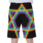 Rainbow Star of David Print Men's Beach Shorts
