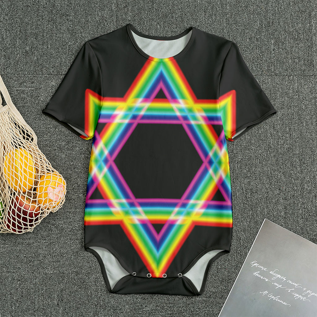 Rainbow Star of David Print Men's Bodysuit