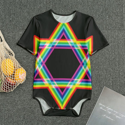 Rainbow Star of David Print Men's Bodysuit