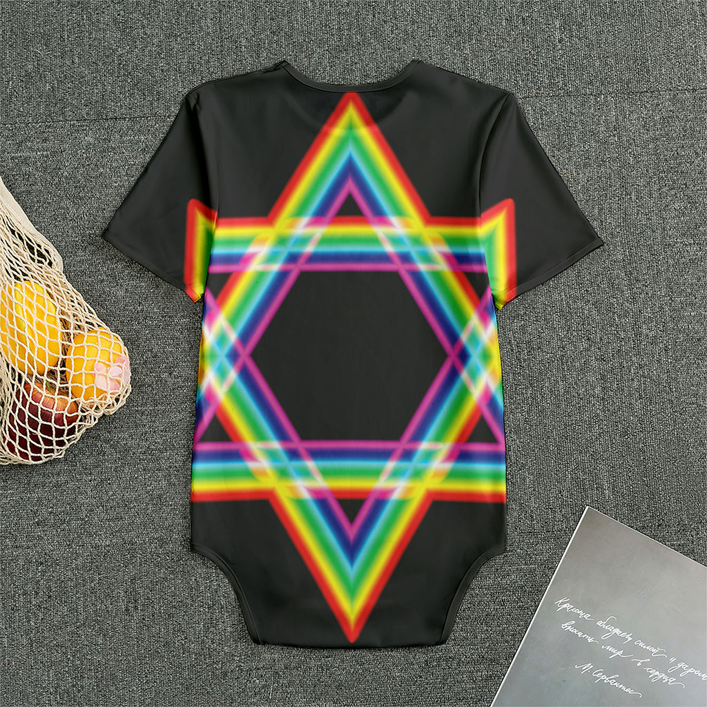 Rainbow Star of David Print Men's Bodysuit