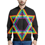 Rainbow Star of David Print Men's Bomber Jacket