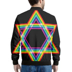 Rainbow Star of David Print Men's Bomber Jacket