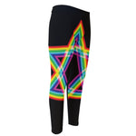 Rainbow Star of David Print Men's Compression Pants